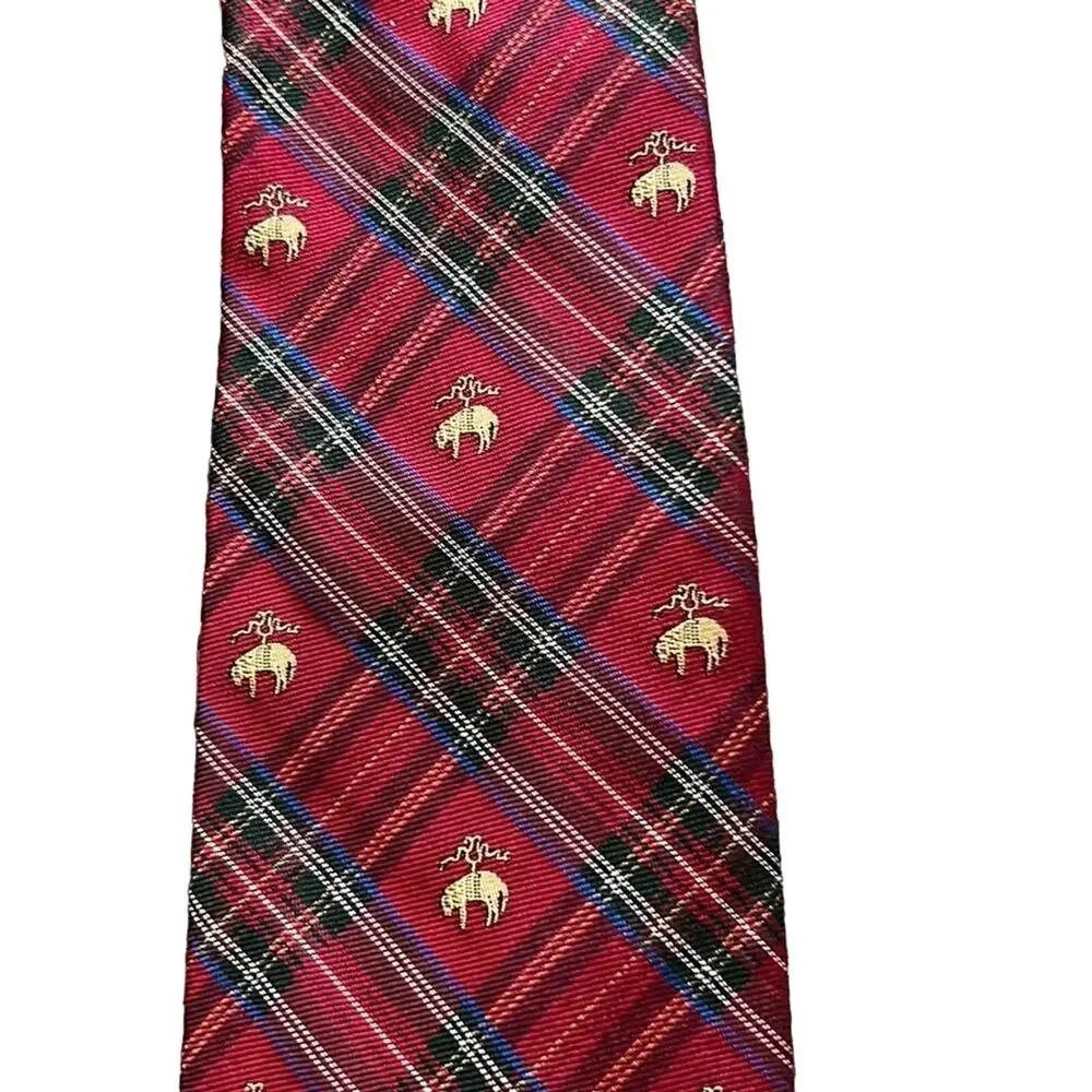 Brooks Brothers Red Plaid Check Logo Silk Tie - Picture 2 of 3